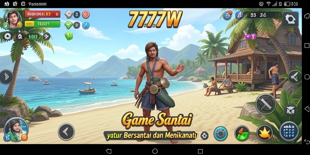 Screenshot utama 7777W menampilkan gameplay santai yang menarik.